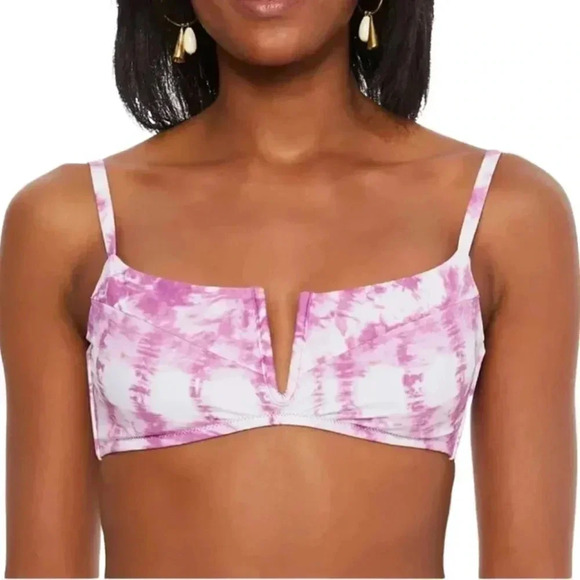 Bar III Tie-Dye V-Wire Bralette Womens Bikini Swim Top - Picture 1 of 7